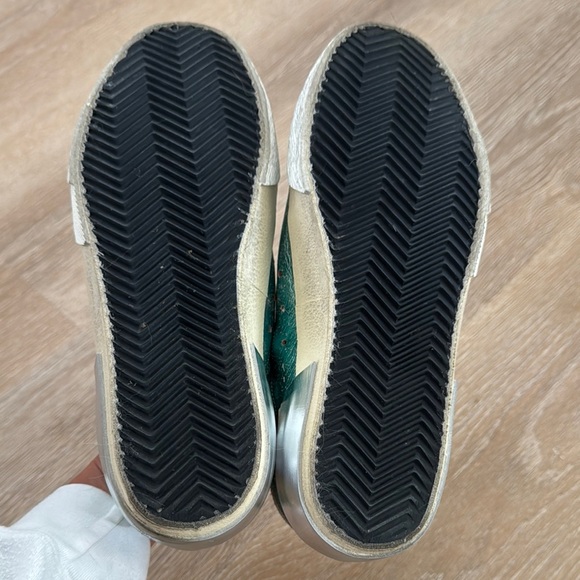  Metallic Teal and Cream Sneakers